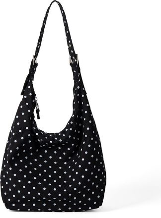 Generic Women Polka Dot Tote Bag Large Versatile Shoulder Bag Commute Handbag (Black)