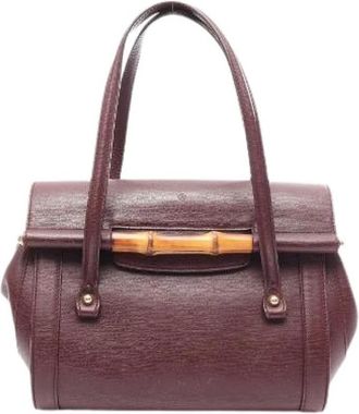 Gucci Pre-owned Bamboo Leren Schoudertas - Dames - Vintage Handtas - Paars - ONE Size - Leer - Vintage