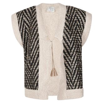 Forte_Forte Chevron Jacquard Mix Gebreide Vest - Dames - Truien - Veelkleurig - Maat: S Lame