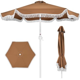 Best Choice Products Best Choice 9ft Fringe Market Umbrella - Boho Patio Sunshade w/ Tilt, UPF50+, Steel Pole for Table, Pool, Deck