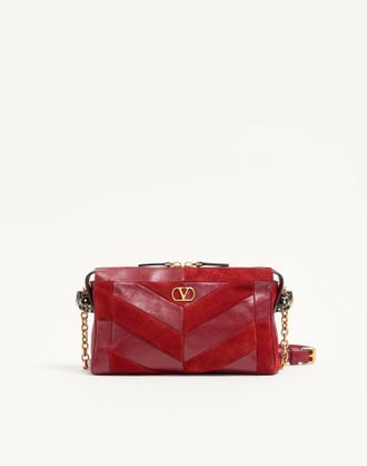 Valentino Garavani Borsa Piccola A Spalla Valentino Garavani Panthea In Suede E Nappa Motivo Chevron Donna ROSSO UNI