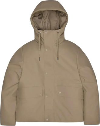 Rains Light Jackets, female, Beige, Size: XS Urban Short Parka with Hood
