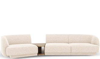 BLOOMINGLOFT 3-Sitzer Design Sofa Miley mit Beistelltisch - Chenille Light Beige