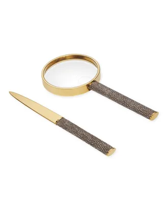 Aerin Faux Shagreen Magnifying Glass and Letter Opener Set