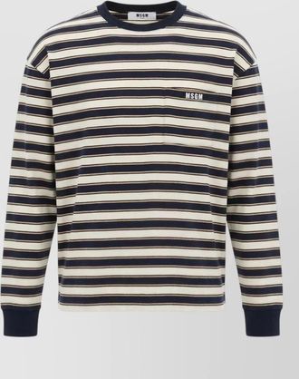 Msgm striped crew neck long sleeve pocket t shirt