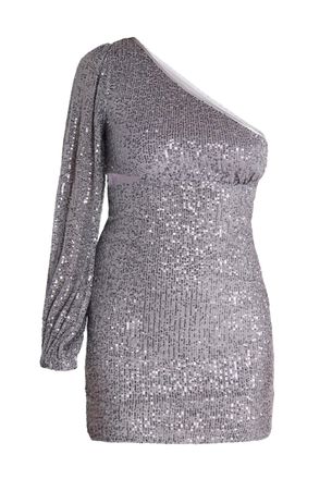 Faina Mini-jurk met &eacute;&eacute;n schouder Dames grijs zilver