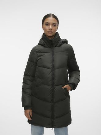 Vero Moda Steppmantel VERO MODA VMHALSEY COAT BOOS, Damen, Gr. XS, grau (peat), Web, Obermaterial: 100% Polyester, unifarben, regular fit Po-bedeckend, M&auml;ntel S