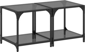 vidaXL Vidaxl - Coffee Tables with Black Glass Top 2 pcs 40x40x40 cm Steel