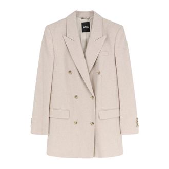 HUGO BOSS Blazers, female, Beige, 2XS, Peak Lapel Double-breasted Blazer