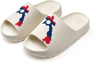 Generic Laos Map Flag Slides for Women Men Soft Thick Bottom Coconut Slippers Sandals for Bathroom Beach
