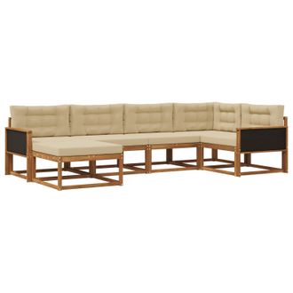 vidaXL Conjunto De Sof&aacute;s De Exterior Con Coj&iacute;n 6 Pcs Natural Y Beige Vidaxl