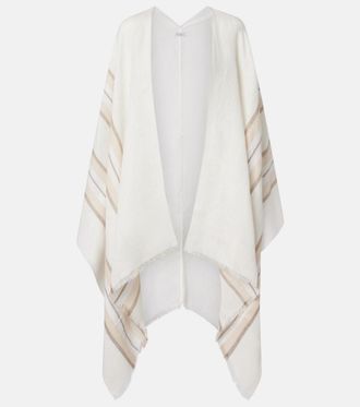 Brunello Cucinelli Striped linen, cashmere, and silk poncho