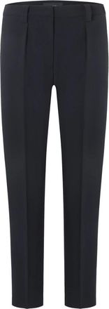 Cambio Marineblauwe broek met persplooi - Dames - Slim Fit Broeken - Blauw - S - Polyester - Broeken