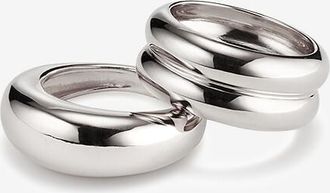 Agmes Zweierset Silberringe Domed Ridged