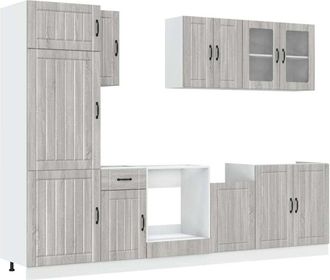 vidaXL Vidaxl - Mueble Cocina Kalmar Sonoma Gris 8 Pzas Madera Contrachapada
