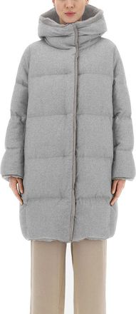 Herno Womens Gray Cashmere Coat Clothing