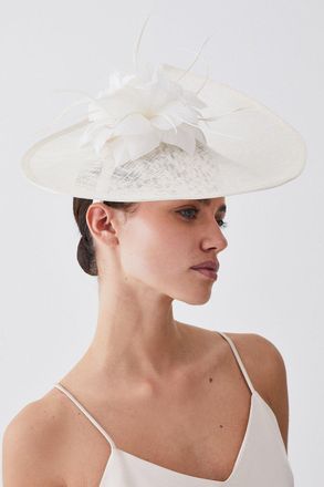 Karen Millen Womens Feather & Quill Disc Fascinator - White - One Size