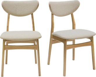 Miliboo Miliboo - Set De 2 Sillas N&oacute;rdicas De Tejido Borreguillo Beige Y Madera Clara De Haya Maciza Maya