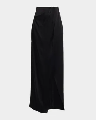 Sally Lapointe Satin Wrap Maxi Skirt