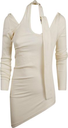 Jean Paul Gaultier Beige Ribbed Long Sleeved Top