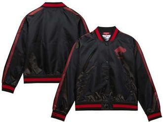 Mitchell & Ness Womens Mitchell & Ness Black Buffalo Bills Raglan Satin Full-Snap Jacket at Nordstrom, Size Xx-Large