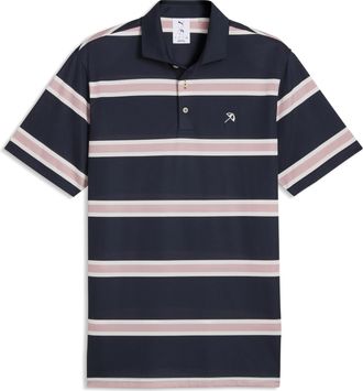 Puma Polo da golf PUMA x ARNOLD PALMER a righe in piqu&eacute; da uomo, Accessori, Blu, XXL