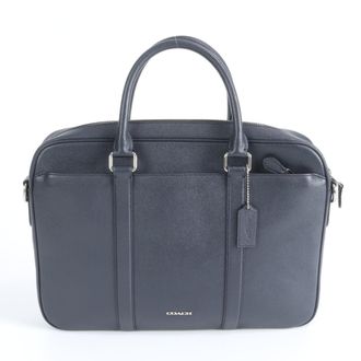 Coach Navy Leather Briefcase Tote Bag (Pre-Owned)