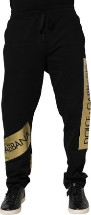 Dolce & Gabbana Mens Logo-Tape Cotton Joggers Black