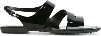 Tod's varnished flat sandals - Zwart