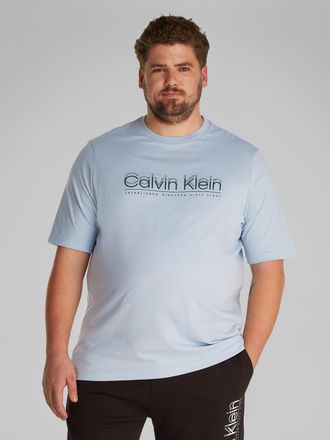 CK One Calvin Klein T-Shirt BT_CP-DOUBLE LOGO T-SHIRT, Herren, Gr. XXL, blau (zen blau), Single Jersey, Obermaterial: 100% Baumwolle, CALVIN KLEIN BIG & TALL, unifarben, 