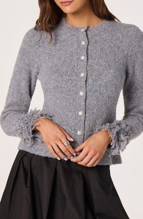 ASTR the Label Fringe Sleeve Cardigan in Grey at Nordstrom Rack, Size Small