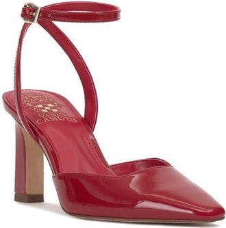 Vince Camuto Galees Ankle Strap Pump in Bright Flame Patent at Nordstrom, Size 6.5