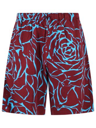 Dries Van Noten Piperi Bermuda Shorts In Burgundy Viscose Twill