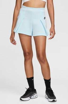 Nike Tech Fleece High Waist Pleated Shorts in Glacier Blue/Black at Nordstrom Rack, Size Small