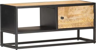 vidaXL Vidaxl - Mueble De Tv Puerta Tallada Madera De Mango Rugosa 90x30x40 Cm