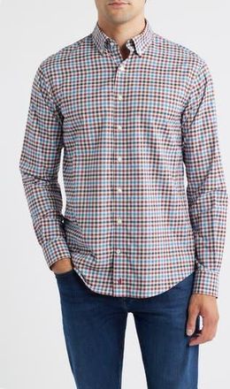 Johnnie-O Hartwick Plaid Nylon Blend Button-Down Shirt in Malibu Red at Nordstrom Rack, Size Xx-Large