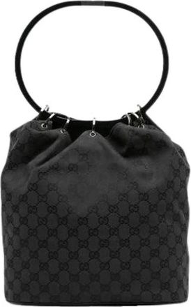 Gucci Pre-owned Bucket Bags, female, Black, Size: ONE SIZE Pre-owned Canvas handbags