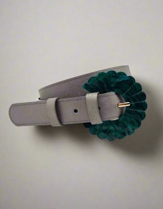 Nooki Design Womens Burlesque Fan Buckle Belt-Gunmetal - Black - Size: SM