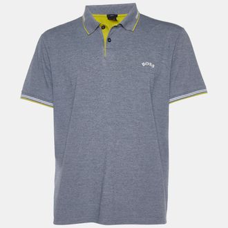 HUGO BOSS Boss By Hugo Boss Grey Cotton Paul Curved Polo T-Shirt