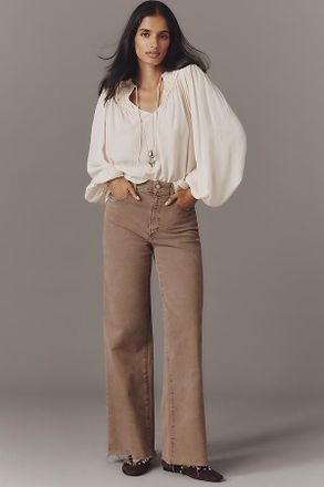 Paige Anessa Raw-Hem High-Rise Wide-Leg Jeans