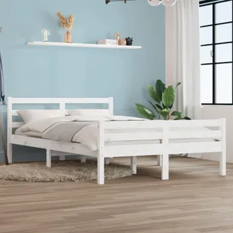 vidaXL Vidaxl - Estructura De Cama Doble Sin Colch&oacute;n Madera Blanco 150x200 Cm