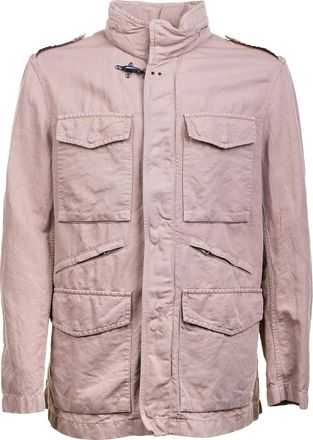 Fay Mens Field Over Fit Jacket In Cotton And Linen Canvas - Tan - Size X-Large