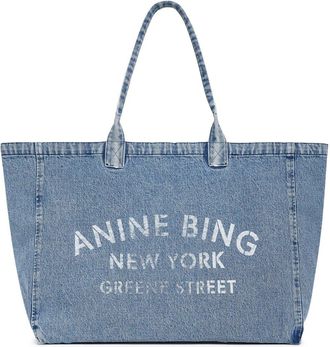 Anine Bing Leo Denim Tote Shadow Blue