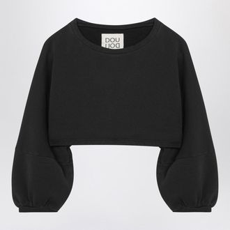 Douuod Kurzes Douuod-Sweatshirt aus schwarzer Baumwolle