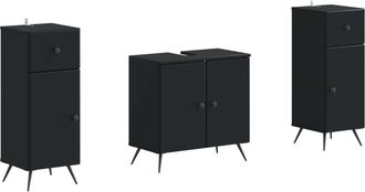 vidaXL Juego De Gabinete De Ba&ntilde;o De 2 Piezas Breda Negro Vidaxl