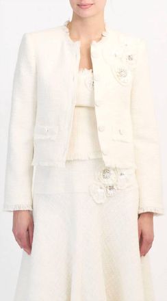 Cinq &agrave; Sept Crunchy Flower Christie Jacket In Gardenia
