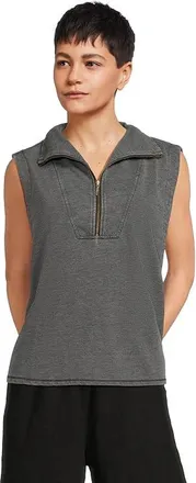 Mod-o-doc Half Zip Sleeveless Sweatshirt Womens Sweatshirt Black : LG (US 12-14), Cotton/Polyester