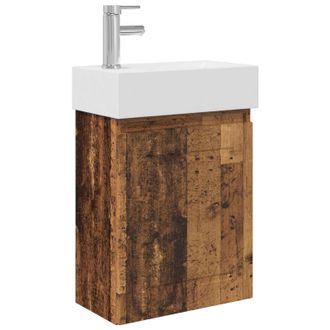 vidaXL M&oacute;dulo De Ba&ntilde;o Con Grifer&iacute;a Madera Envejecida Vidaxl