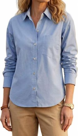 Karen Kane Ruched Sleeve Button-Up Shirt In Chambray