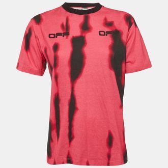 Off-white Pink/black Logo Print Jersey Crew Neck T-Shirt